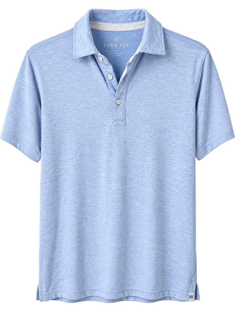 Free Fly Men’s Bamboo Performance Polo Shirt Large Blue Stretch Casual Golf
